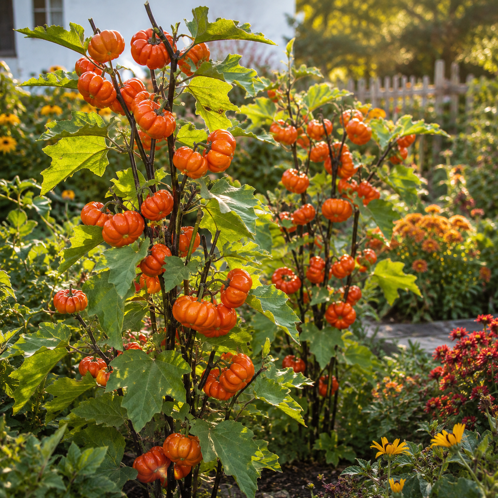 15 Pcs Pumpkin On A Stick Seeds, Heirloom Ornamental Eggplant, Eye-Catching Mini Pumpkin Bush, Perfect for Pots, Containers, and Small Yards
