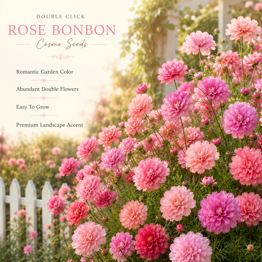 75 Double Click Rose Bonbon Cosmo Seeds, Non GMO, Fast Growing, Vibrant Pink Blooms, Ideal for Patios & Garden Accents