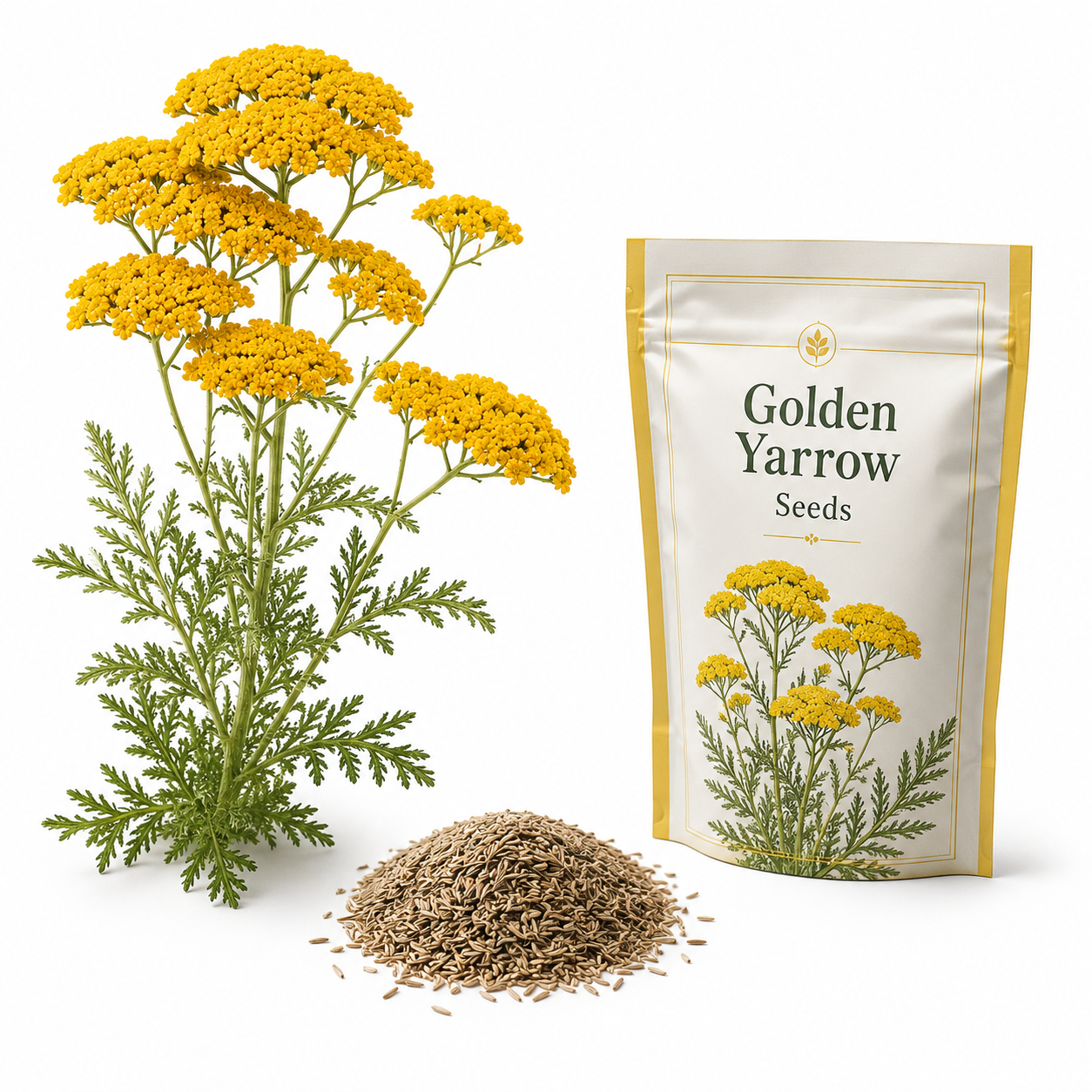 1500 Golden Yarrow Seeds, Non GMO, High Yield, Charming Long-Lasting Flower Accent, Perennial Flower Seeds, Perfect for Outdoor Spaces