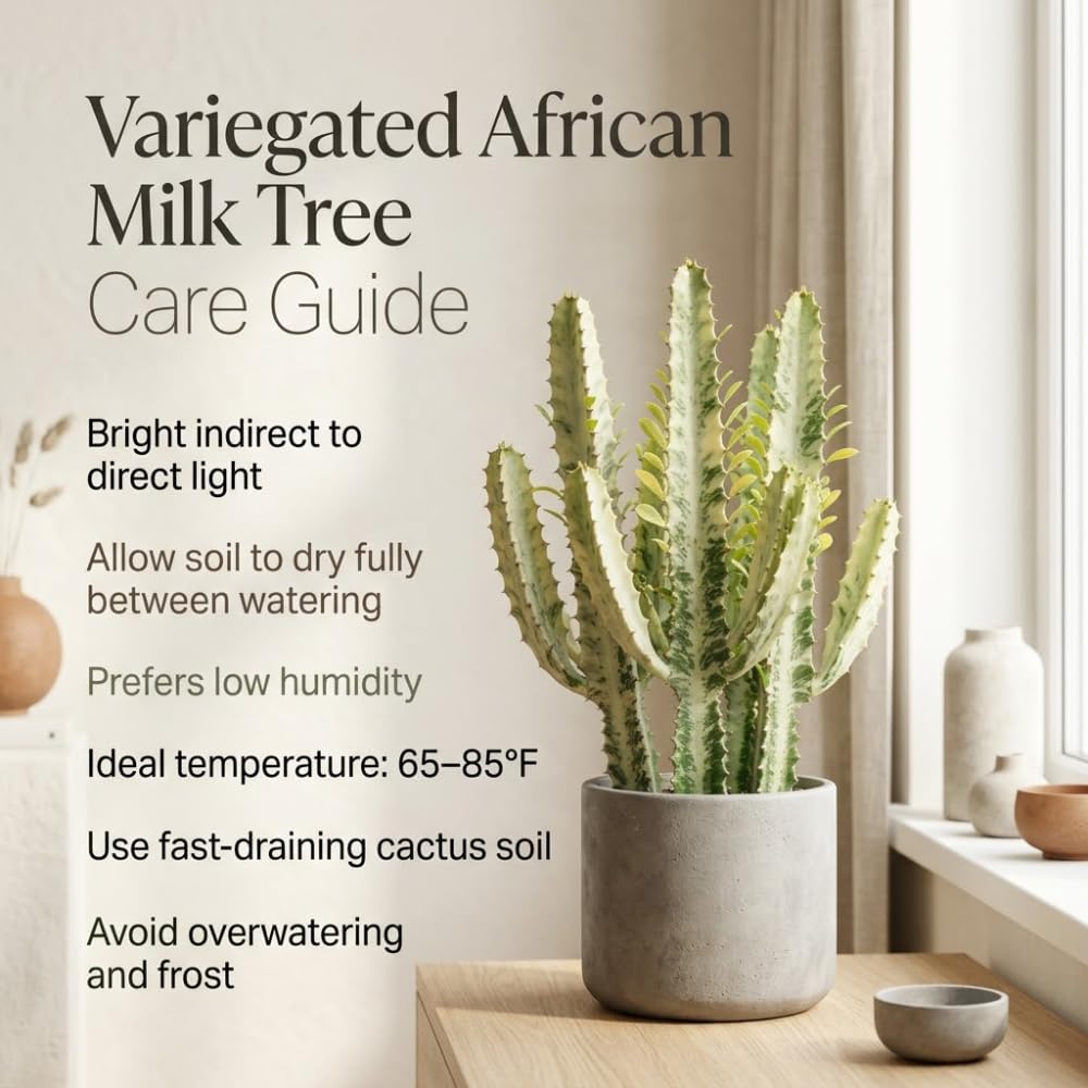 African Milk Tree, 3 Inch Potted Euphorbia Trigona, Low Maintenance Indoor Succulent with Upright Stems for Home & Office Decor