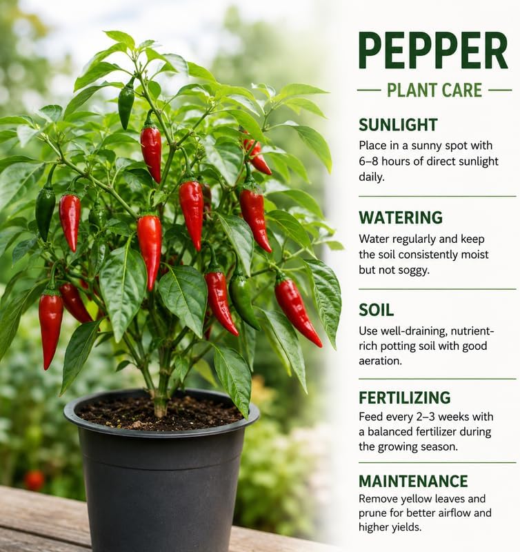 2 Habanero Pepper Plants Live, 2.5" Pot Live Pepper Plants, Fast Growing, Low Maintenance Chili Pepper for Backyard Kitchen Garden