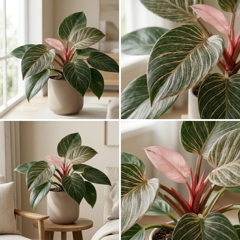 Philodendron Pink Princess Live Plant, 4 Inch Pot, Vigorous Indoor Plant with Pink Variegated Leaves, Sturdy Low Maintenance Tropical Foliage for Home & Office Decor