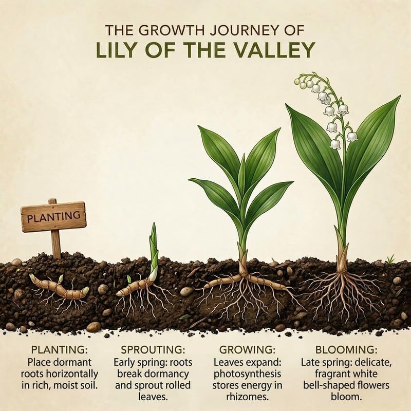 20 Lilly of The Valley Bare Roots for Planting, Easy Care Lilly of The Valley Plant Roots, Bell Shaped and Fragrant Flowers for Outdoors Indoors