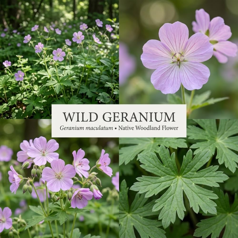 5 Wild Geranium Roots, Well-Rooted Maculatum, Low Maintenance Flowering Groundcover for Sun or Shade, Vigorous Growth Habit