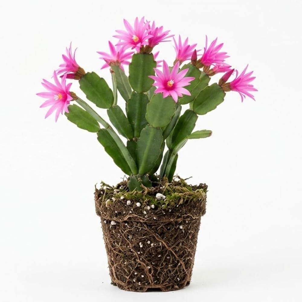 Light Orange Easter Cactus Live Plant 3 Inch Tall – Flowering Indoor Holiday Cactus with Soft Orange Blooms, Easy Care Easter Cactus Plants Live for Home, Office or Gift