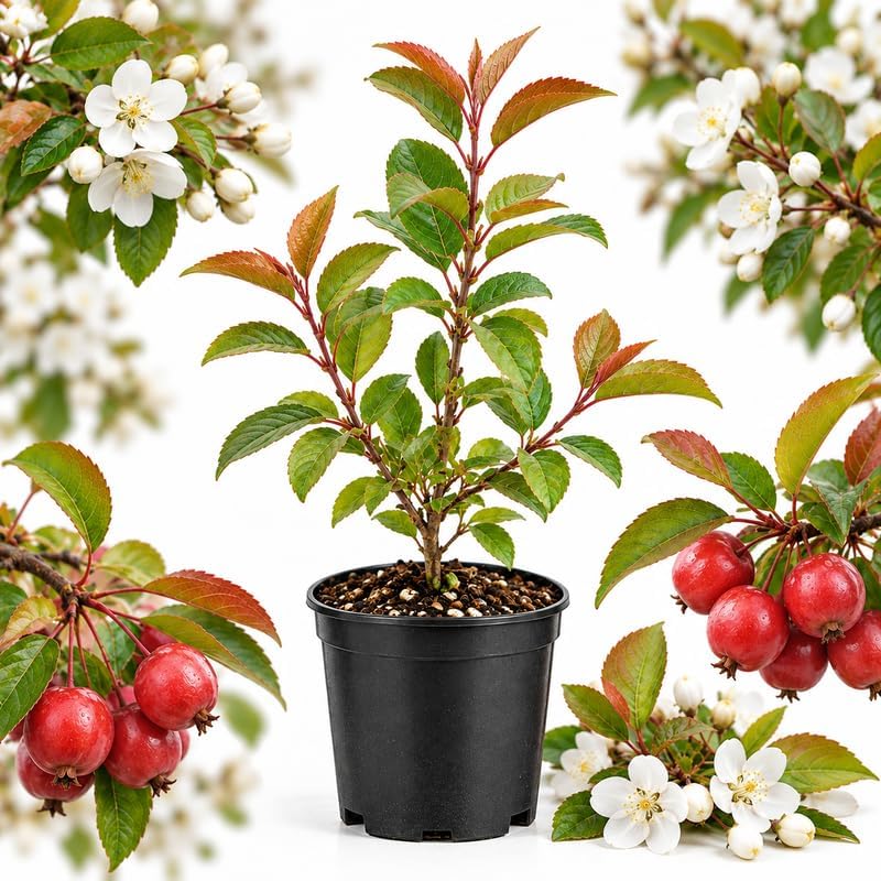 Sargent Crabapple Trees Live Plants, 4-8" Tall in Quart Pot