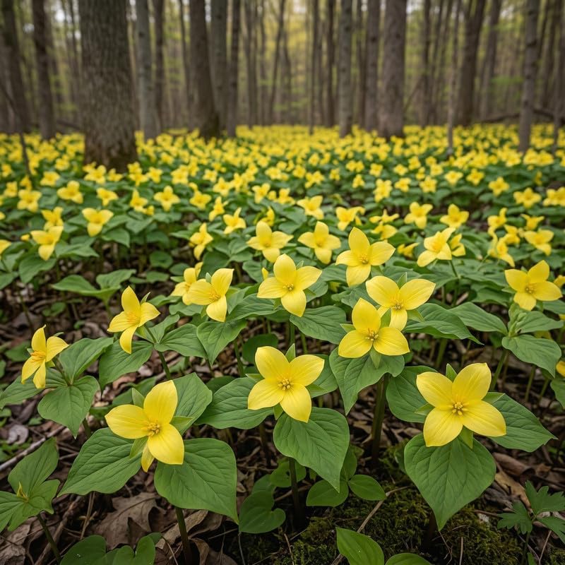 Yellow Trillium Bulbs for Planting, 5 Large Bulbs, Native Wildflower, Easy to Grow, Perennial Flower Bulbs for Growing Outdoors Indoors
