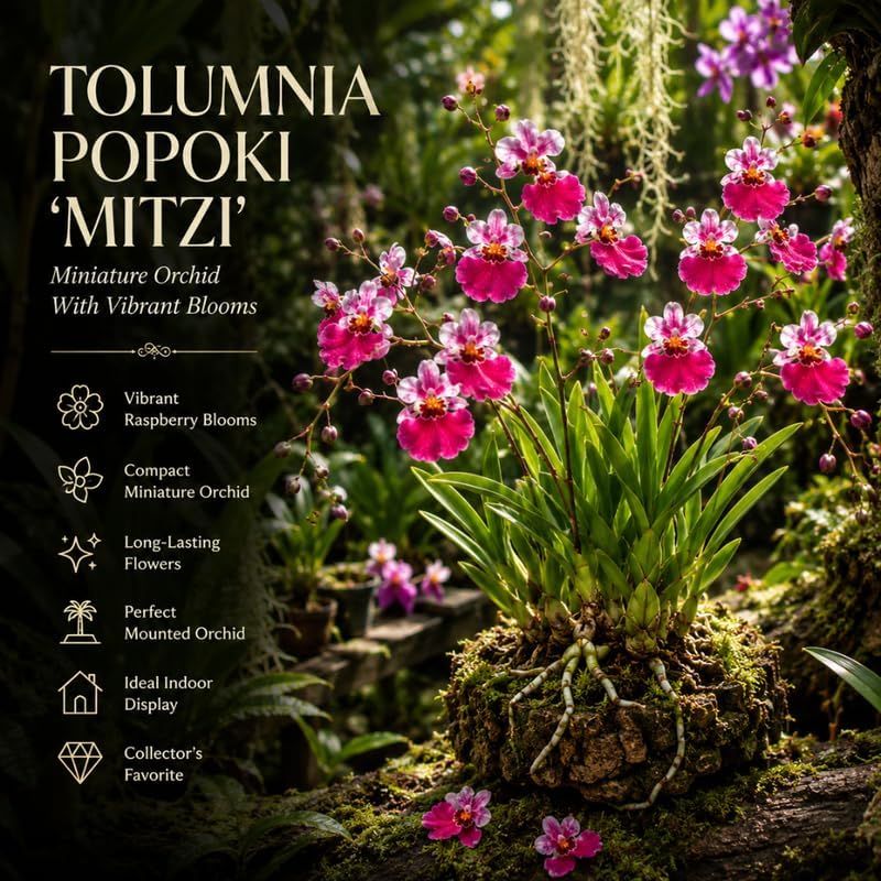 Hot Pink Tolumnia Oncidium Orchid Plant, Dancing Lady Floral Shrub, Easy Care Indoor Blooming Plant for Garden and Home Decor