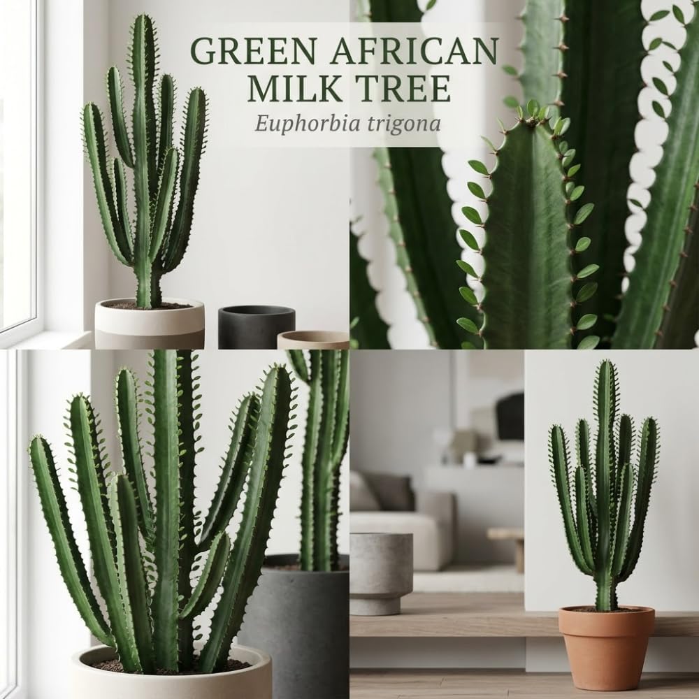 African Milk Tree, 3 Inch Pot, Robust Euphorbia Trigona Succulent with Teardrop Leaves, Sturdy Growth