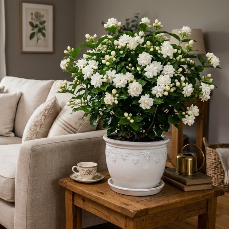 Grand Duke Jasmine Plant 5-8 Inch Tall Starter, Fragrant Double Bloom Arabian Jasmine for Patios and Home Gardens