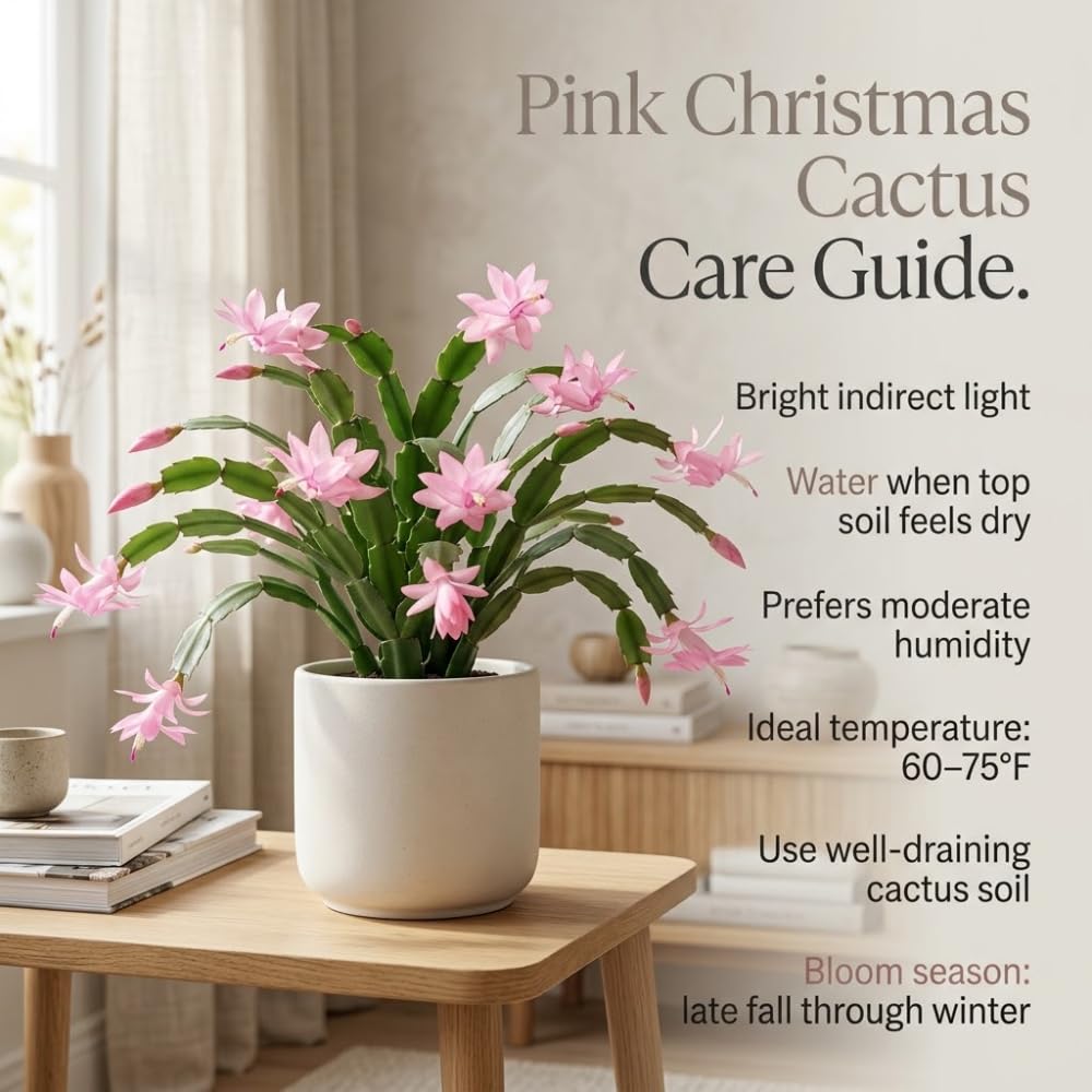 Orange Christmas Cactus Plant, 5-6 Inch Tall, Winter Blooming Succulent Starter for Home Décor, Low Maintenance Plant for Bright Indoor Spaces and Holiday Gifts