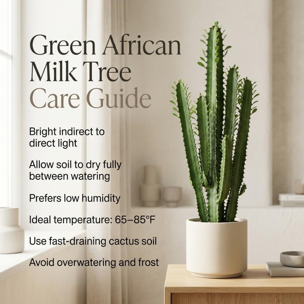African Milk Tree, 3 Inch Potted Euphorbia Trigona, Low Maintenance Indoor Succulent with Upright Stems for Home & Office Decor