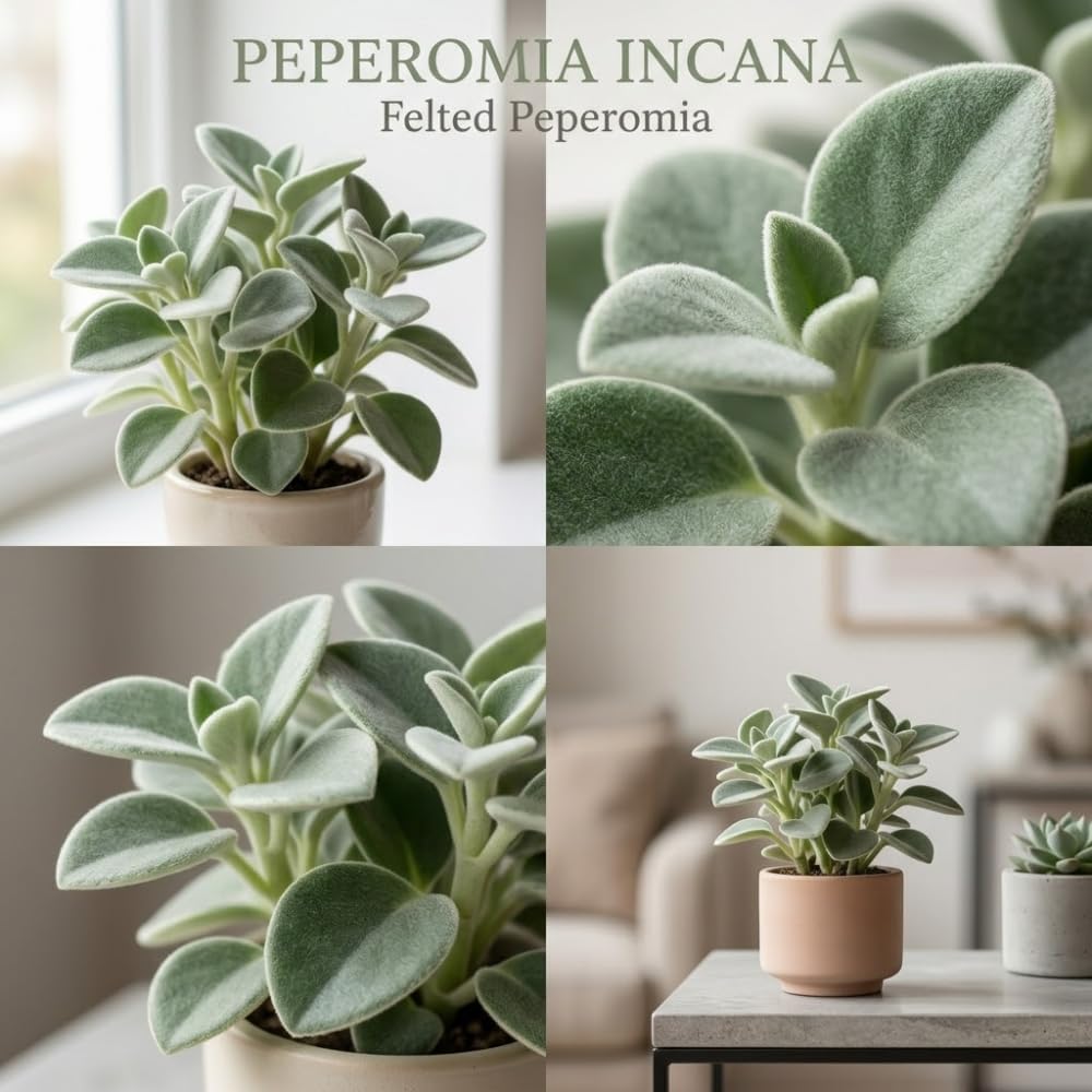 Peperomia Incana Plant, 4" Pot, High-Vigor Low Maintenance Houseplant for Desks, Pet-Friendly Soft Grey-Green Foliage