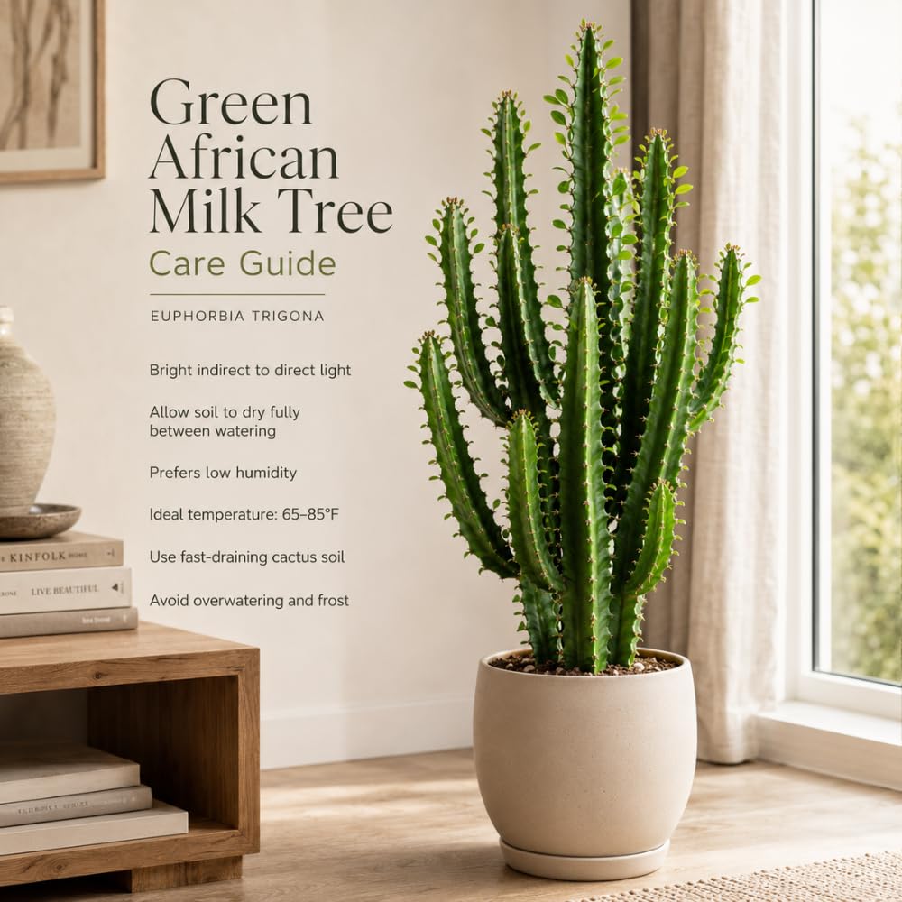 African Milk Tree, 3 Inch Pot, Robust Euphorbia Trigona Succulent with Teardrop Leaves, Sturdy Growth