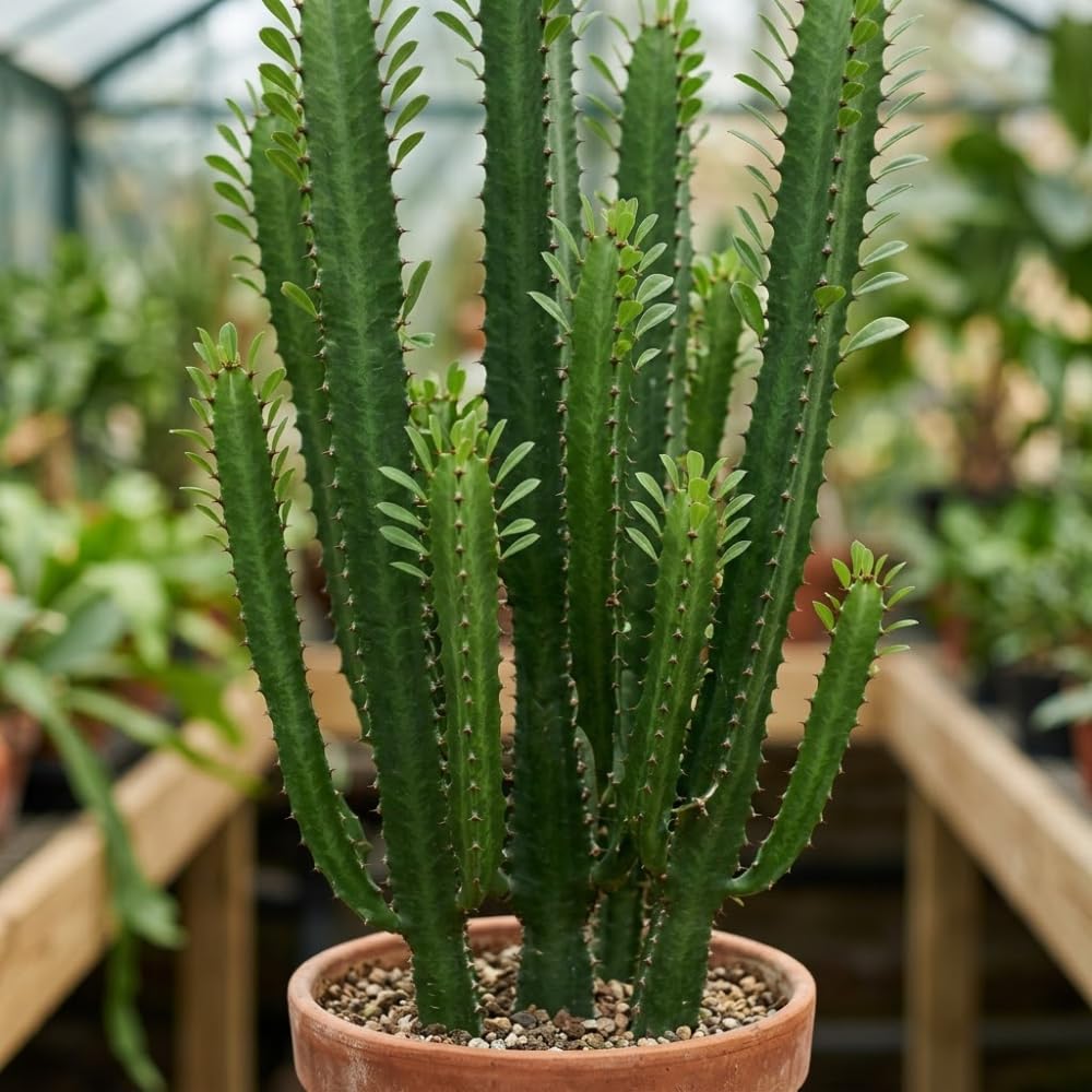 African Milk Tree, 3 Inch Pot, Robust Euphorbia Trigona Succulent with Teardrop Leaves, Sturdy Growth