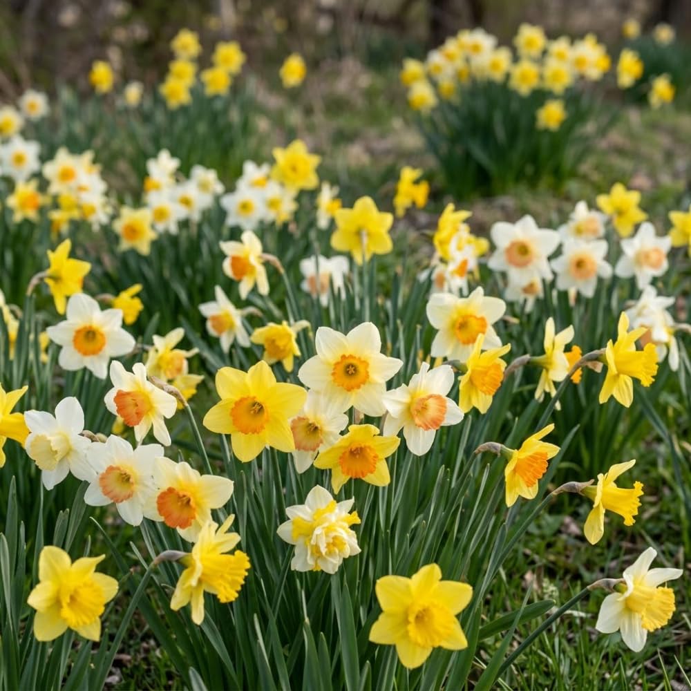 100 Wild Daffodil Bulbs, Well-Rooted Buttercup Bulbs, Vigorous Growth Habit with Showy Trumpet Blossoms for Home Landscapes