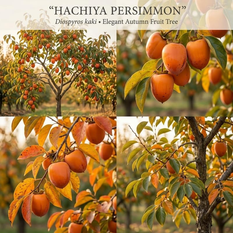 (No Ship to CA,HI,AK) Hachiya Persimmon Tree in 3 Gallon Pot, Live Fruit-Bearing Deciduous Plant for Edible Landscaping, Shade Tree for Sweet Autumn Harvests & Baking