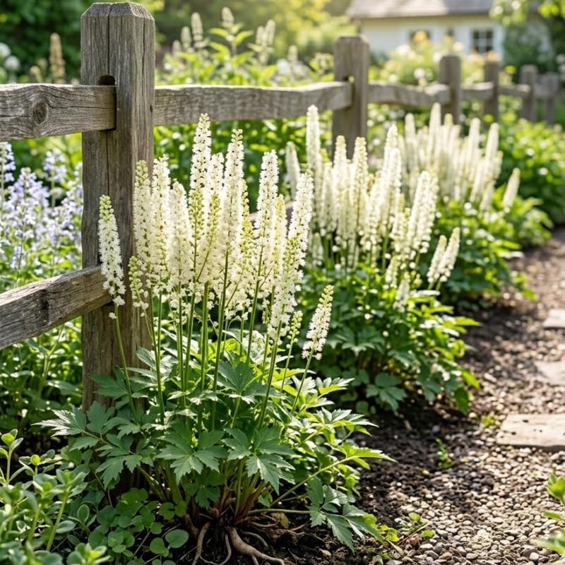 10 Black Cohosh Roots Plant (Bugbane), Shade Loving Actaea Racemosa, Low Maintenance Elegant White Flowering Plant for Outdoor Gardens & Landscapes