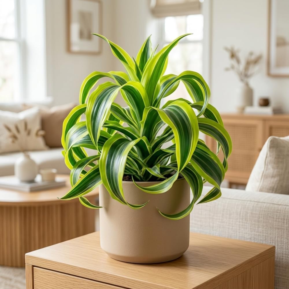 Dracaena Tornado Live Plant, 4 Inch Pot, Sturdy Low Maintenance Indoor Plant with Twisted Curly Leaves for Home & Office Desk Decor