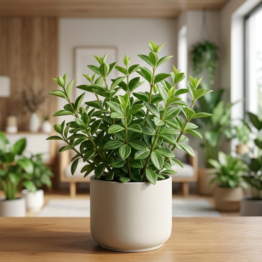 Peperomia Beetle Plant in 4'' Inch Pot, Low-Maintenance Peperomia Live Plant, Ideal Plant for Home & Office