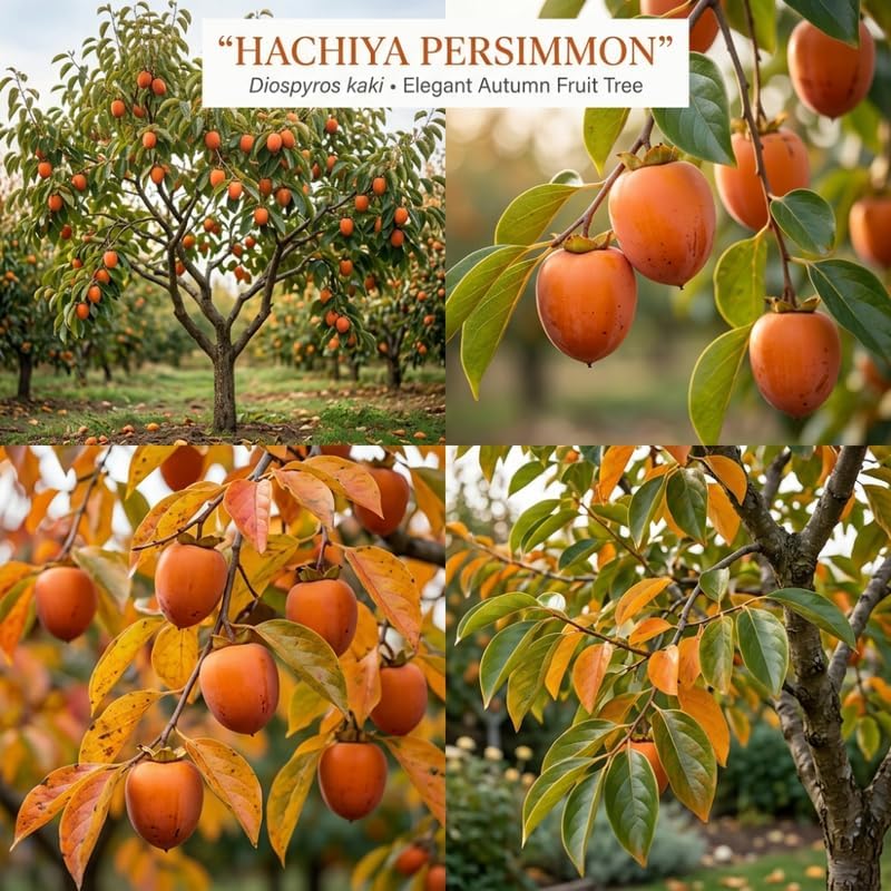 (No Ship to CA,HI,AK) Hachiya Persimmon Tree - 3 Gallon Pot, Vigorous Cold-Hardy Plant for Edible Landscapes, Sturdy Deciduous Shade Tree for Sweet Autumn Fruits & Baking
