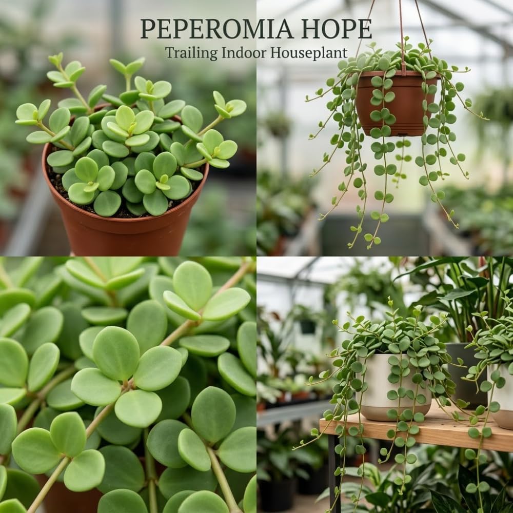 Peperomia Hope Plant in 4'' Inch Pot, Low-Maintenance Peperomia Live Plant, Ideal Plant for Home & Office