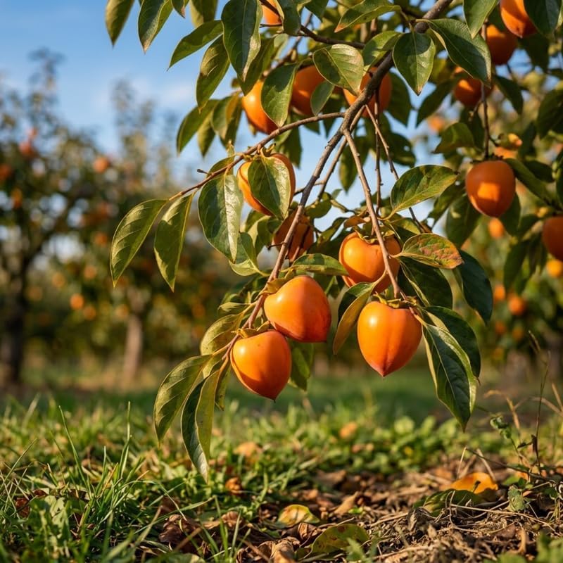 (No Ship to CA,HI,AK) Hachiya Persimmon Tree in 3 Gallon Pot, Live Fruit-Bearing Deciduous Plant for Edible Landscaping, Shade Tree for Sweet Autumn Harvests & Baking