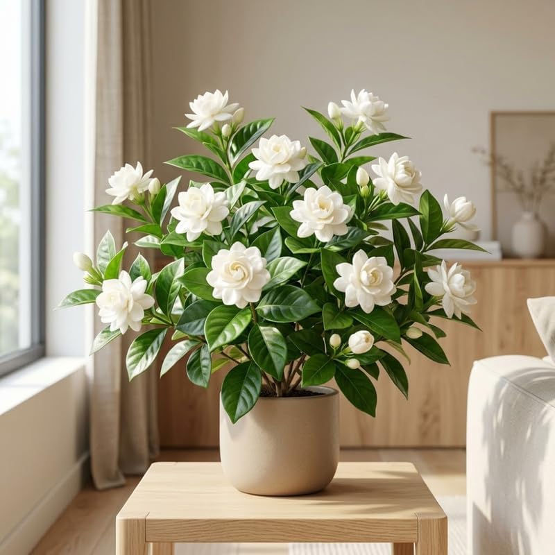 (No Ship to CA,HI,AK) Duke Jasmine Live Plant in 1 Gallon Pot, Vigorous Fragrant Flowering Shrub with Double White Blooms, Sturdy Low Maintenance Plant for Patios & Home Landscapes