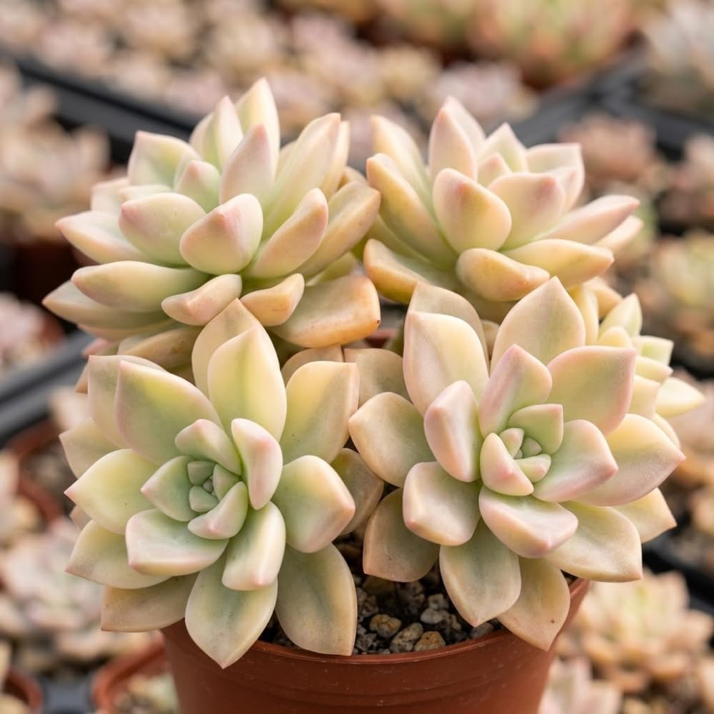 Succulent Plant Live, Variegated Graptopetalum Ghost Plant, 4" Pot, Easy to Care Pet-Friendly Décor, Low Maintenance Succulent for Indoor Spaces