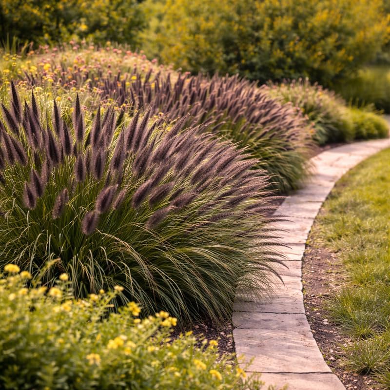 Black Fountain Grass Plants, 4 Inch Tall Fountain Grass, Ready to Grow, Perennial Ornamental Grasses for Gardens and Landscapes