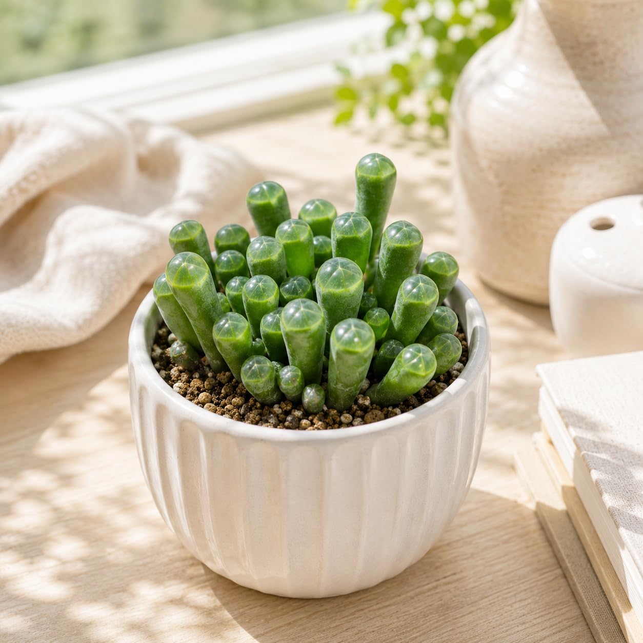 Live Succulent Baby Toes, 4" Pot, Fully Rooted Succulent Live, Low Maintenance, Drought Tolerant Houseplant, Ideal for Home, Desks, Patios & Gifts