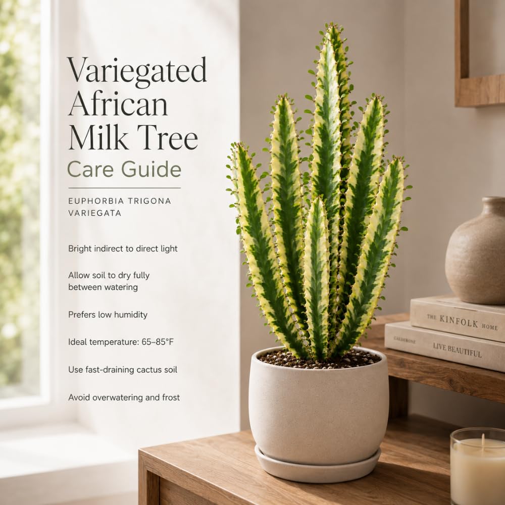 African Milk Tree, 3 Inch Pot, Robust Euphorbia Trigona Succulent with Teardrop Leaves, Sturdy Growth