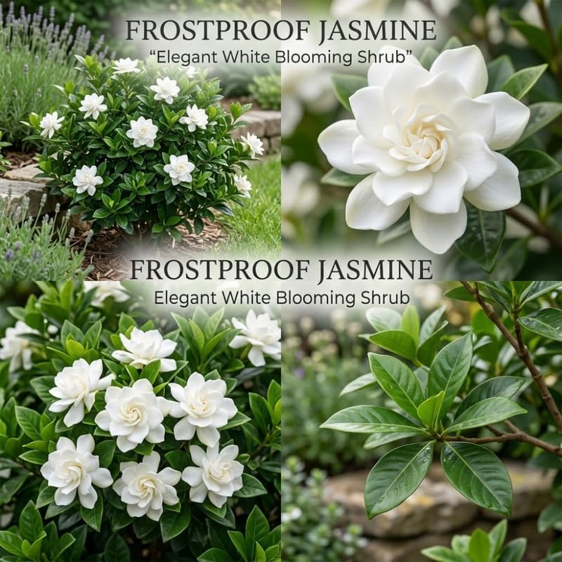 Frostproof Jasmine Gardenia Live Plant, 4-5 Inch Bare Root Starter, Vigorous Cold-Hardy Evergreen Shrub with Fragrant White Blooms, Sturdy Low Maintenance Flowering Hedge