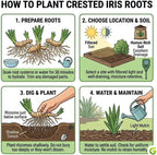 5 Wild Crested Iris Plants Live Roots, Low Maintenance Purple Iris Cristata, Blooming Perennial for Woodland Gardens & Borders, Not Bulbs