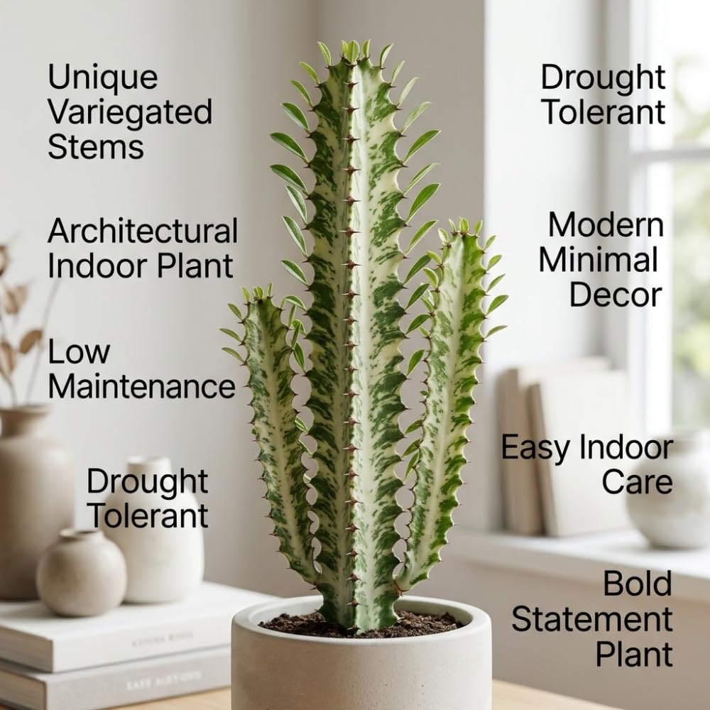 African Milk Tree, 3" Pot, Euphorbia Trigona Succulent with Striking Stems for Living Rooms, Easy to Care Decor