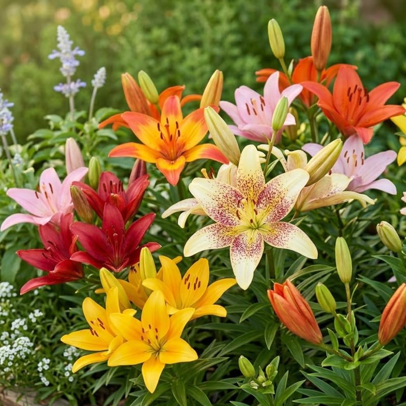 Yellow Asiatic Lily Bulbs, Set 8 Lilly Bulbs for Planting Outdoors, Well-Rooted Plant Starters, Vibrant Yellow Bloom Starters for Home Landscapes and Pots