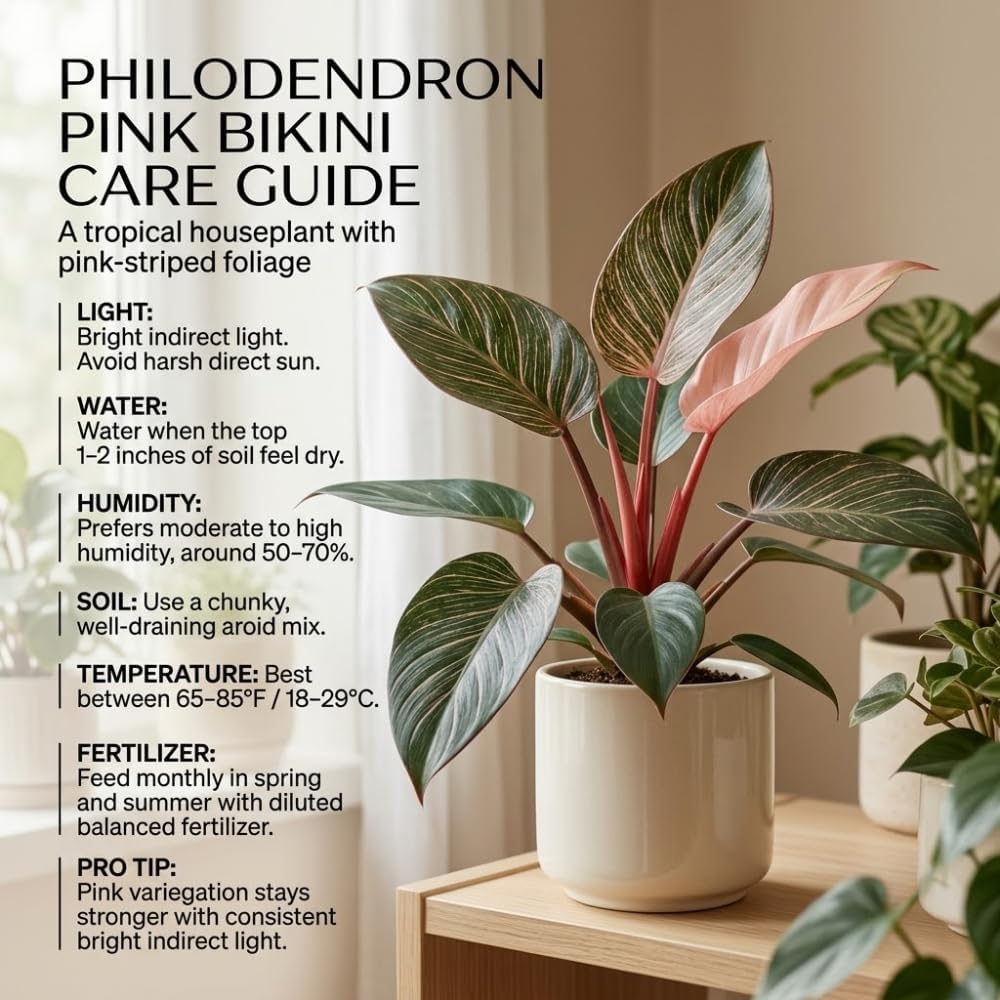 Philodendron Pink Princess Plant, 4" Pot, High-Vigor Low Maintenance Houseplant for Desks, Striking Pink Variegation & Green Foliage