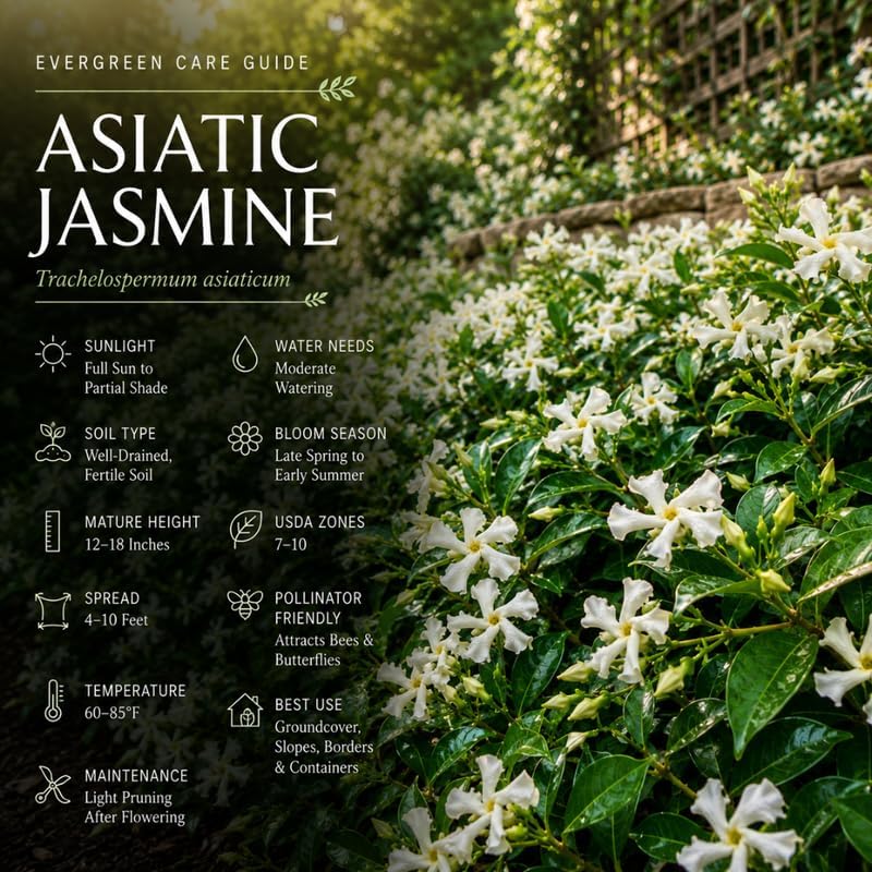 4 Asiatic Jasmine Minima Plants, 4-6 Inch Tall, Fast Growing Ground Cover Plant, Grow Robust Dense Foliage Carpet for Landscape