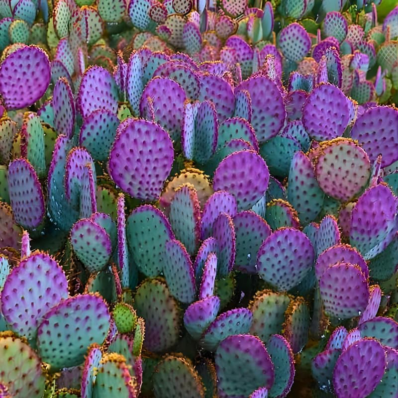 Purple Prickly Pear Cactus Live Plant in 3 Inch Potted | Hardy Desert Cactus for Indoor Display, Outdoor Gardens, Xeriscaping, Borders & Containers