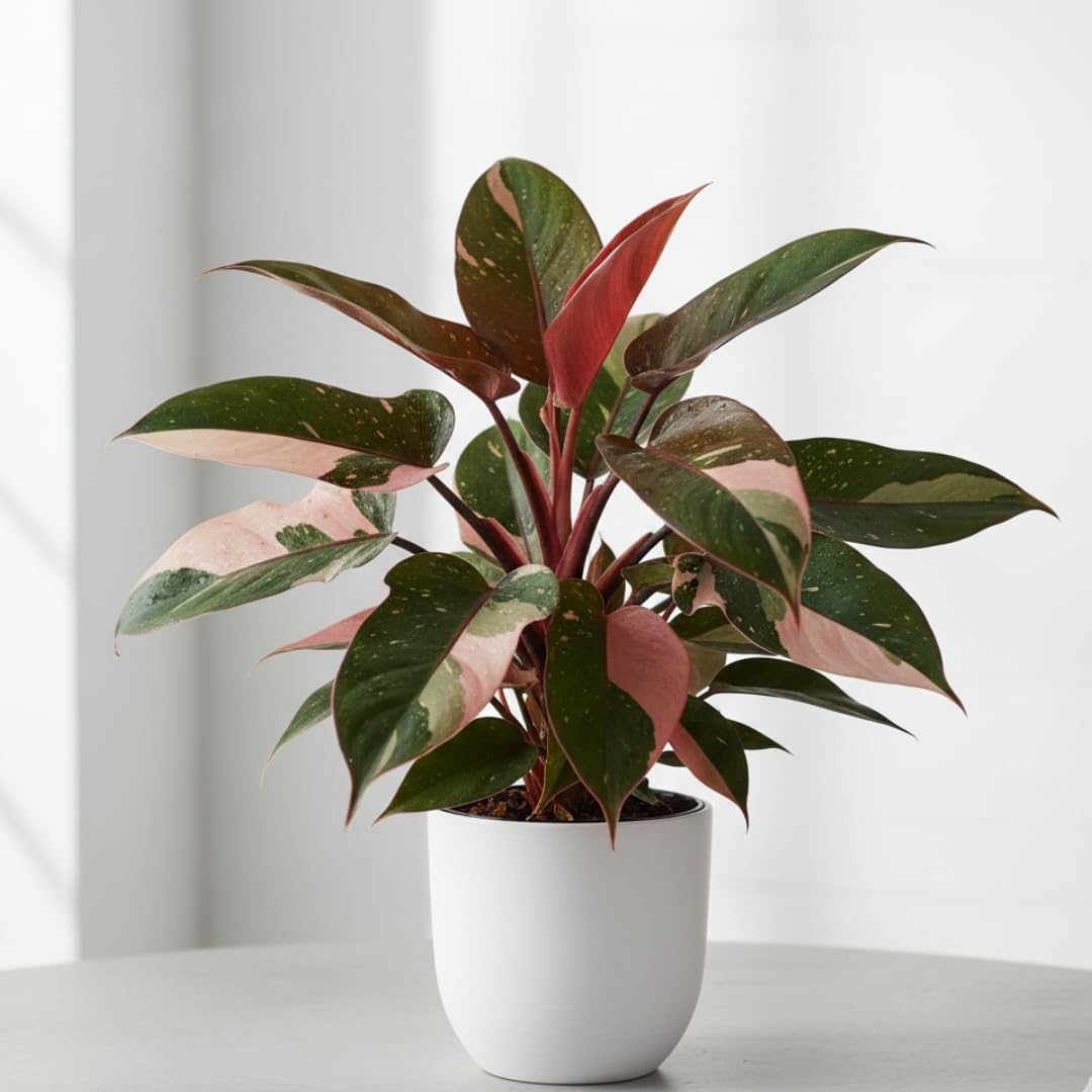 Tricolor Philodendron Plant Live | Size 3-4 Inc | Pot Not Included| Rare Indoor Houseplant | Variegated Leaves Philodendron Plant | Red, Pink, Green, and Creamy White Colors | Well Rooted