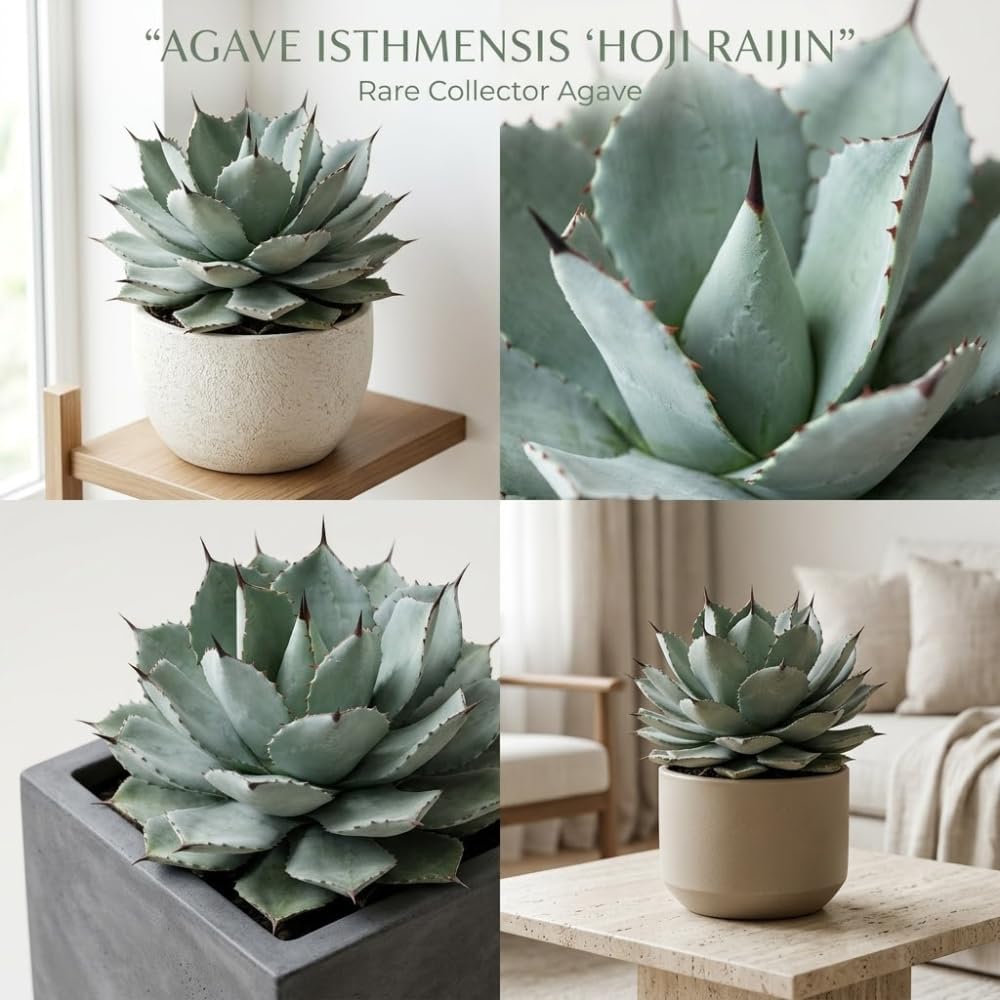 Live Succulent Plant, Variegated Agave in 4 Inch Pot, Low Maintenance Succulent for Bright Windowsills - Striking Blue-Green & Cream Foliage