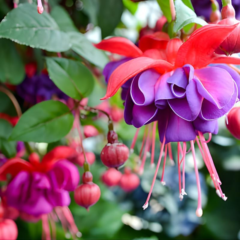 Fuchsia Plants Live, Gold and Red Foliage, 6-12 Inch Tall, Autumnale Variety, Fast Growing Deciduous Flowering Shrub, Well-Rooted Plant