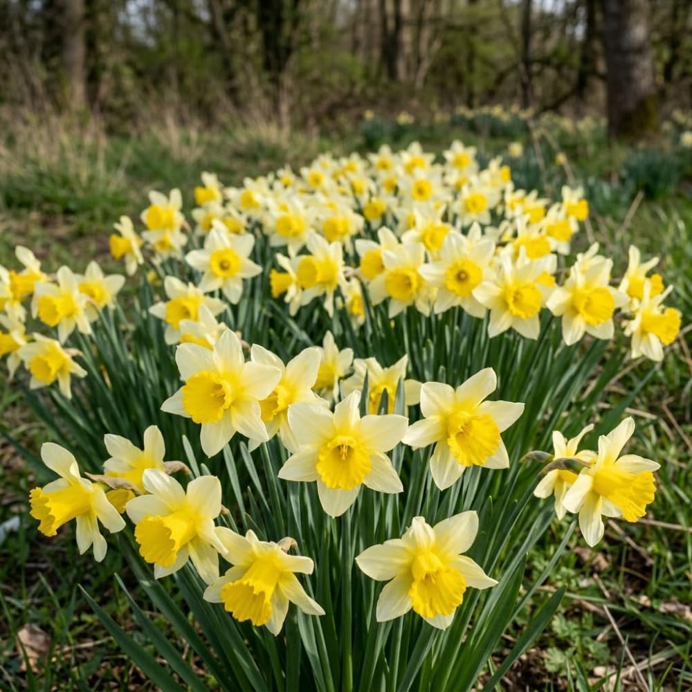 100 Wild Daffodil Bulbs, Well-Rooted Buttercup Bulbs, Vigorous Growth Habit with Showy Trumpet Blossoms for Home Landscapes