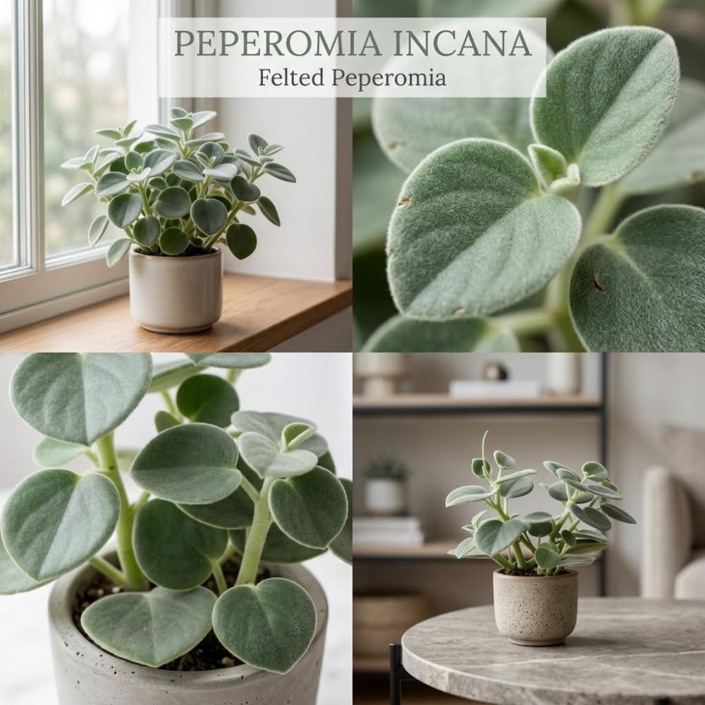 Peperomia Incana Plant, 4 Inch Pot, Stunning Fuzzy Indoor Plant for Home Décor, Robust Pet-Friendly Houseplant with Unique Thick Leaves