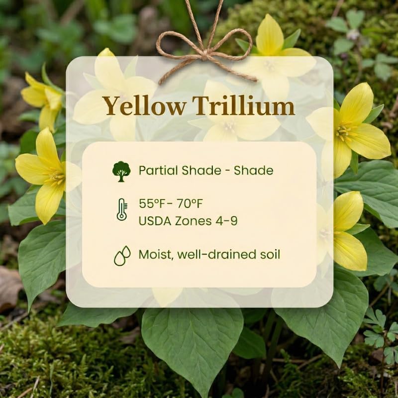 Yellow Trillium Bulbs for Planting, 5 Large Bulbs, Native Wildflower, Easy to Grow, Perennial Flower Bulbs for Growing Outdoors Indoors