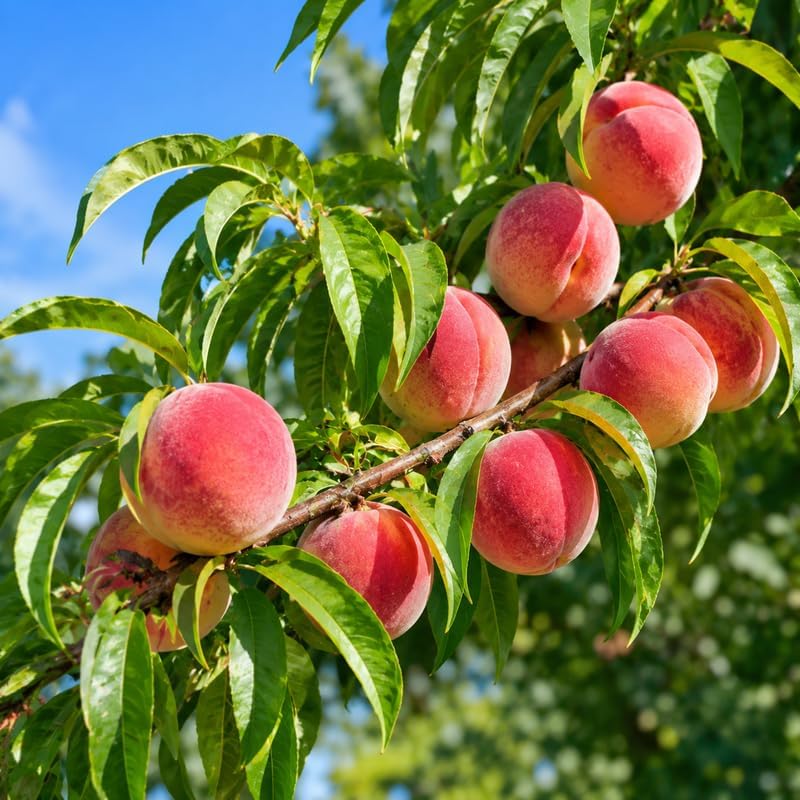 (No Ship to CA,HI,AK) Flordaking Peach Tree Live Plant in 3 Gallon Pot, High Yield, Fast Growing, Sweet Juicy Peach Fruit Tree for Garden, Patio & Outdoor Planting