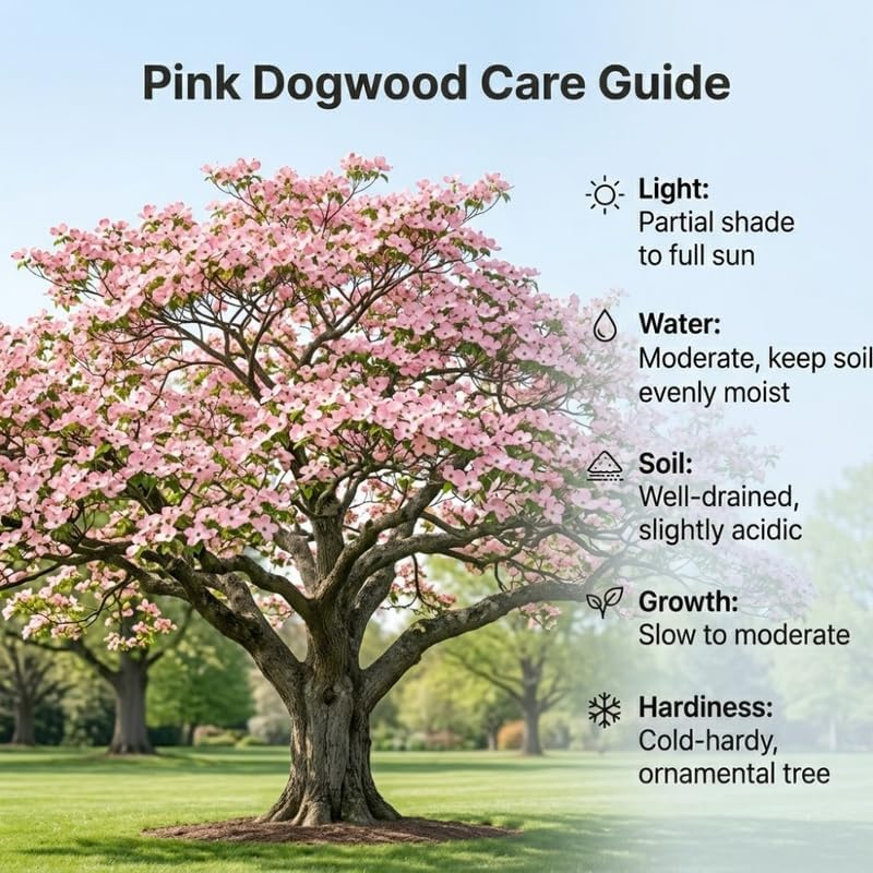 2 Pink Dogwood Tree, Cornus Florida Rubra, 6-12" Inch Tall in 2.5 Pot, Cold-Hardy Flowering Perennial, Low Maintenance Tree with Pink Blossoms