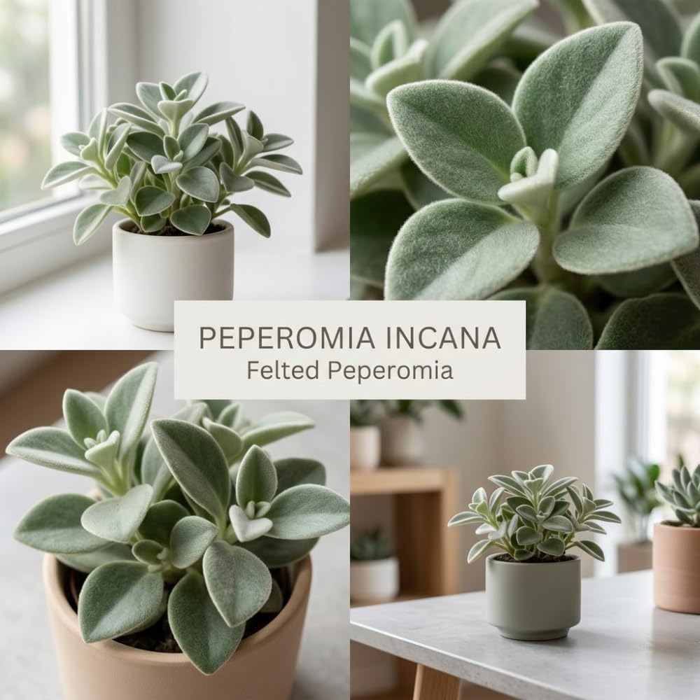 Peperomia Incana Live Plant, 4" Potted Indoor Plant, Vigorous Houseplant with Soft Felted Foliage for Living Rooms, Easy to Care Pet-Friendly Decor