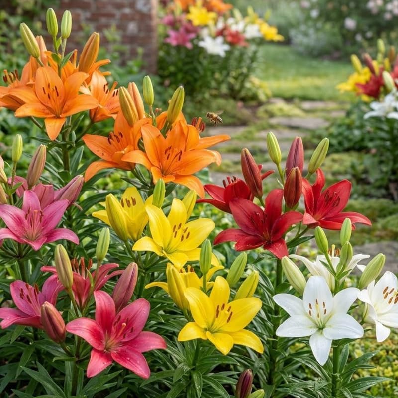 Yellow Asiatic Lily Bulbs, Set 8 Lilly Bulbs for Planting Outdoors, Well-Rooted Plant Starters, Vibrant Yellow Bloom Starters for Home Landscapes and Pots
