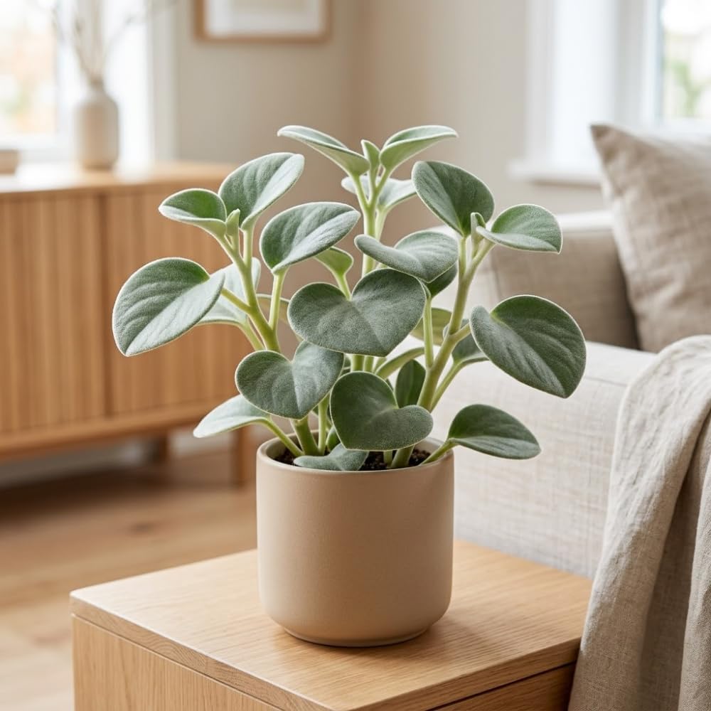 Peperomia Incana Plant, 4 Inch Pot, Stunning Fuzzy Indoor Plant for Home Décor, Robust Pet-Friendly Houseplant with Unique Thick Leaves